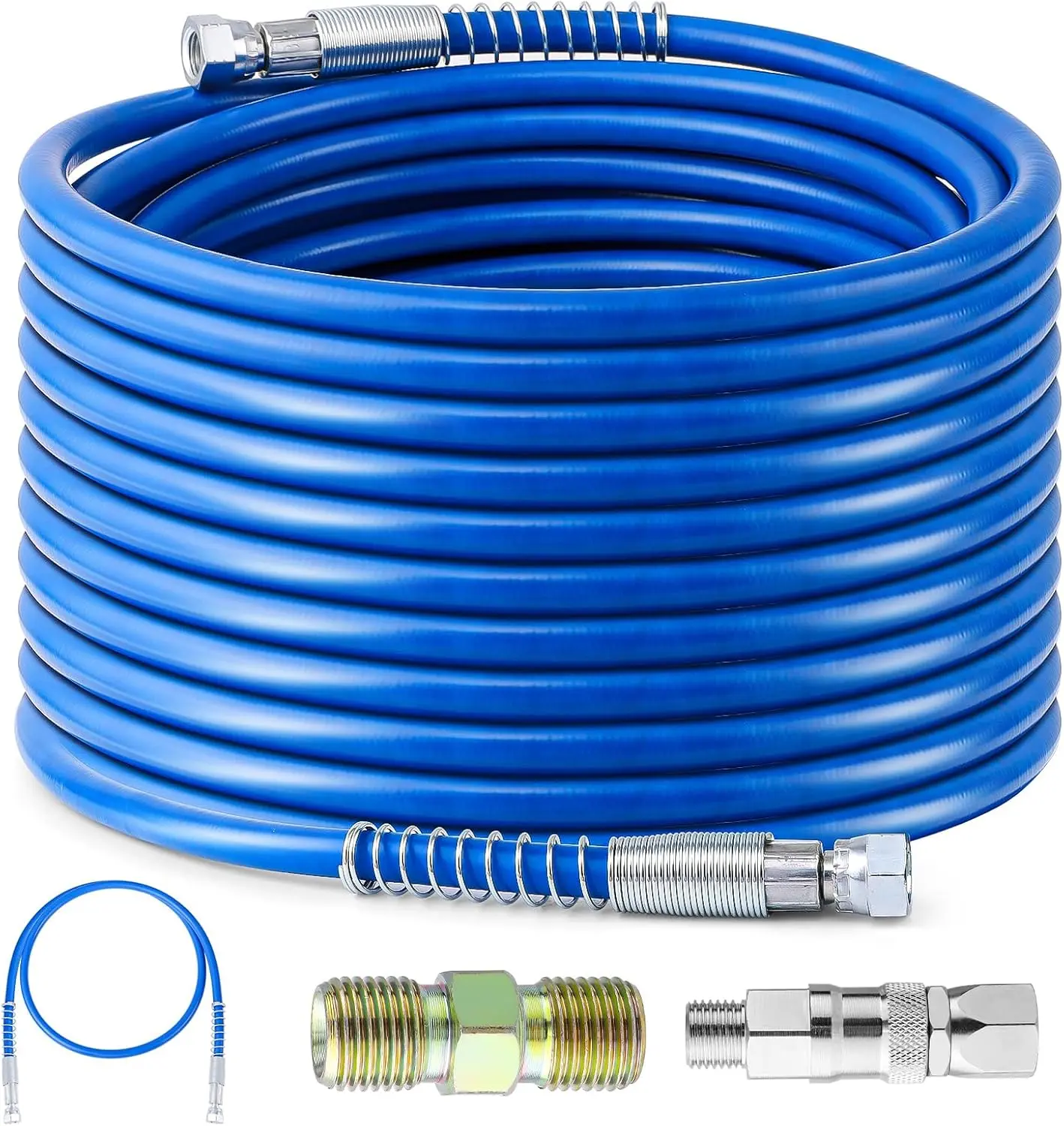 50Ft x 1/4" Airless  Sprayer Hose, 8500PSI High  Airless  Spray Hose with 5Ft Whip Hose & 1/4" Hose Connector & Sprayer Swivel Joint for Airless Spraying Machine