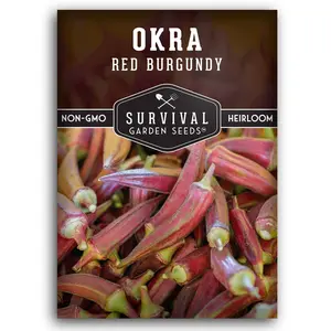 Red Burgundy Okra Seeds for Planting - High Yield
