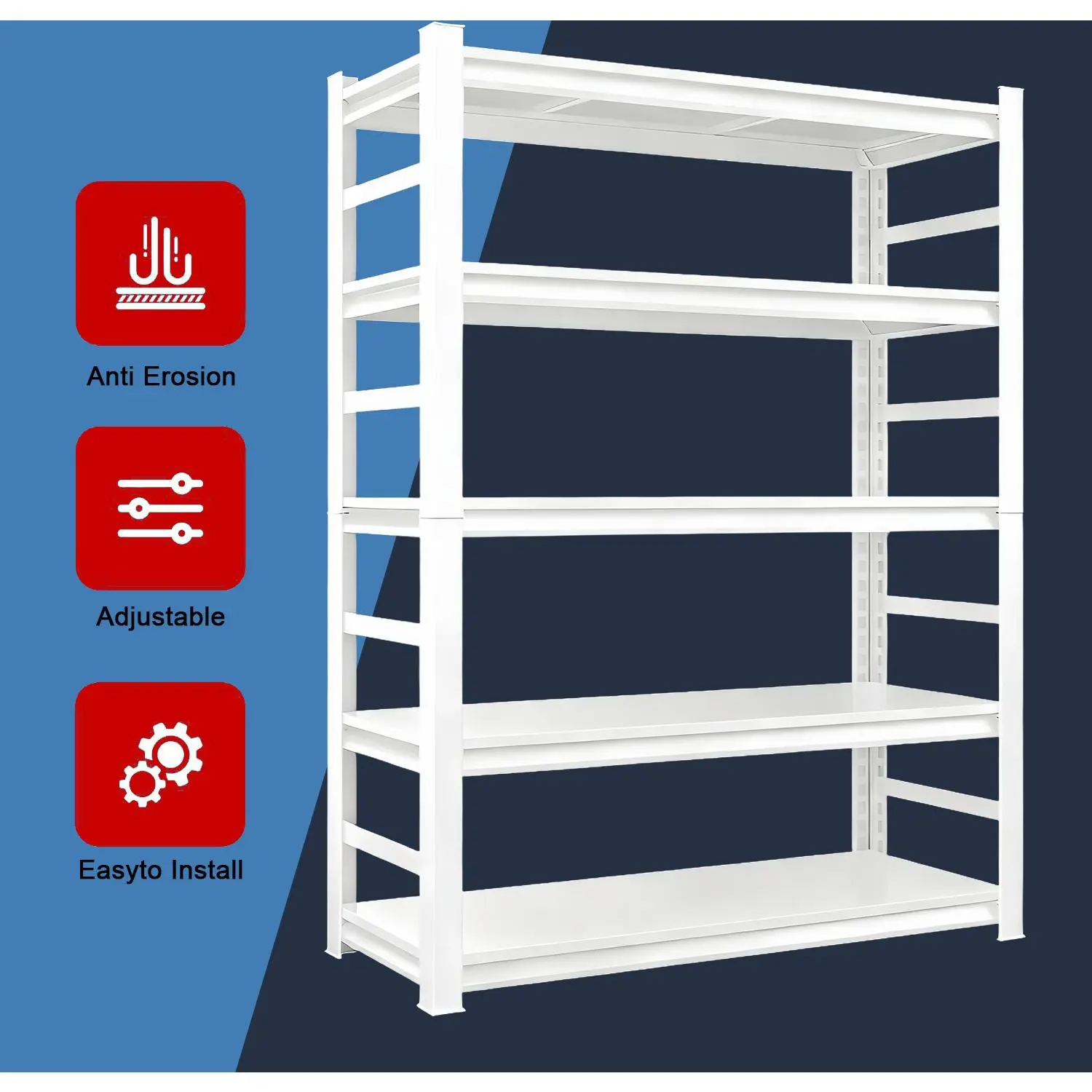 Garage Shelving Heavy Duty 2000LBS Storage Shelves Heavy Duty Shelving 5 Tier White Metal Shelves Pantry Shelf for Kitchen Closet Basement Warehouse 16" D x 35.4"W x 72"H racks standingshelves