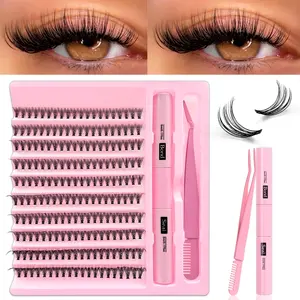 High-capacity, cluster-style volumized false eyelashes, 30D/40D/50D mixed false eyelashes, comfortable to wear, with lengths ranging from 8 to 16 millimeters; these are suitable for beginners to try and are reusable household items
