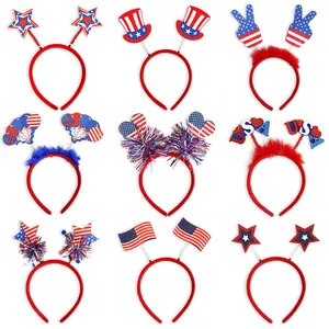 2026 New American Independence Day Flag Hat Headband Holiday Party Decoration Prop Five-pointed Star Tassel Headband