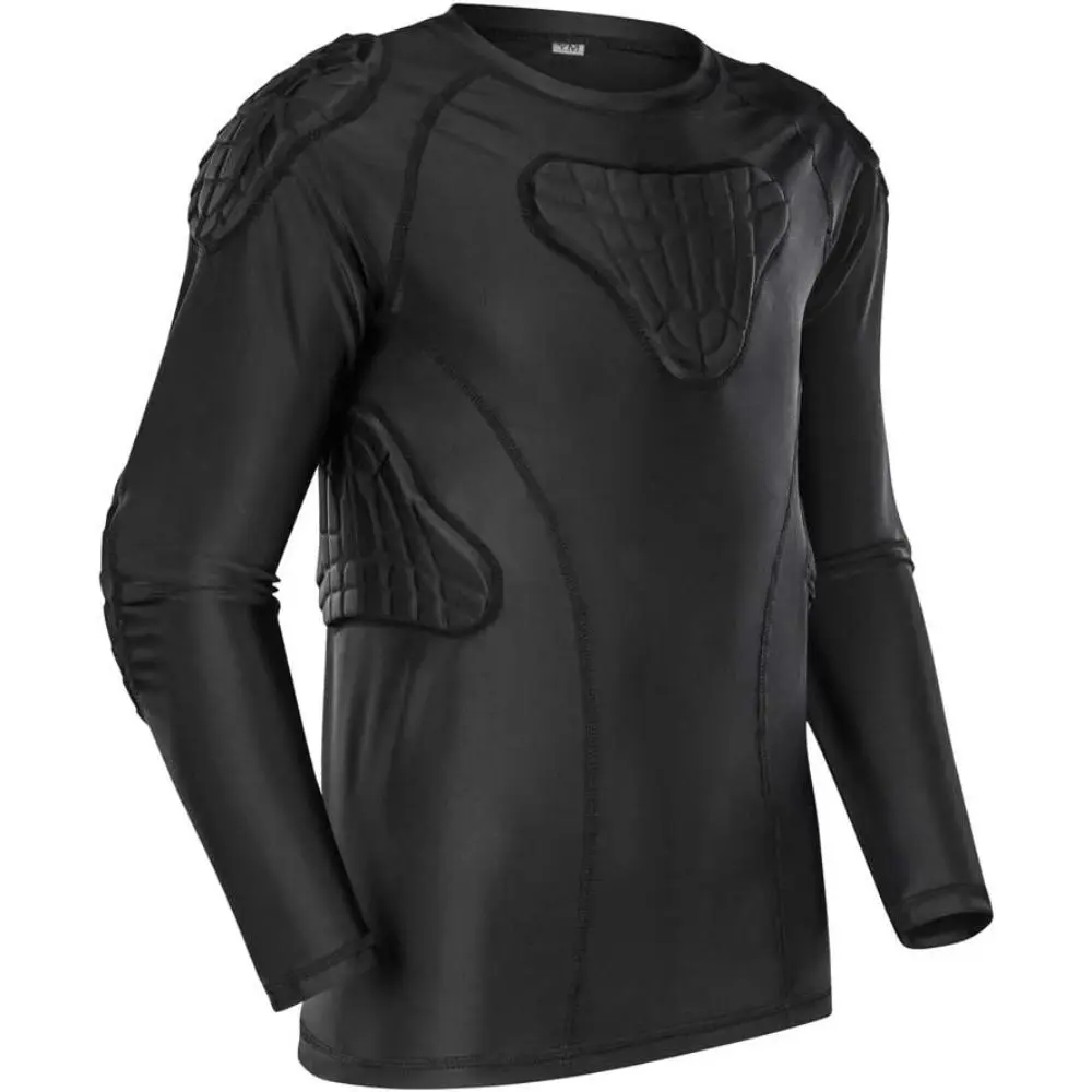 Youth Padded Chest Football Rib Protector Compression Long Sleeve Shirt For Baseball, Martial Art