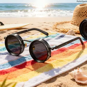 Polarized Round Punk Sunglasses | ND9 Adjustable Dimming - UV400 Outdoor Shades for Men & Women