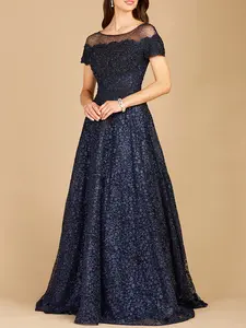 Sheer Off Shoulder Ball Gown | Lara 29765