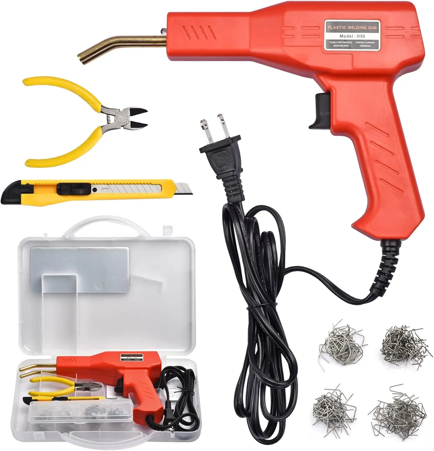 Upgraded Plastic Welder, 200PCS Staples, Copper Transformer, Rapid Heating, Plastic Welding Kit, Hot Stapler Kit, Plastic Welder Gun Kit, Car Bumper Repair Kit, Plastic Repair Kit