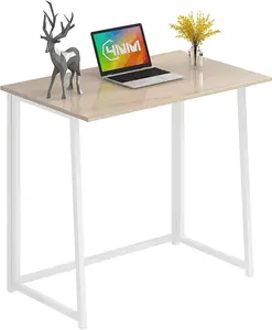 4NM 31.5" Small Desk with Storage Bag, Simple Assembly Folding Computer Desk Home Office Desk Study Writing Table for Small Space Offices - Gray and Black