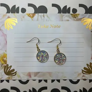 Sterling Silver Circle bezel dangle earrings