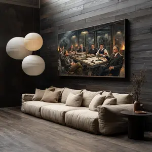 Gangster Mafia Meeting Wall Art, Featuring Iconic Mob Movie Characters Decor