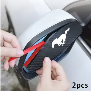 Mustang 2pcs Car Rearview Mirror Rain Shield, Waterproof Anti-Fog Anti-Glare, Clear Vision in Rainy Weather, Carbon Fiber Texture Design, Car Accessories