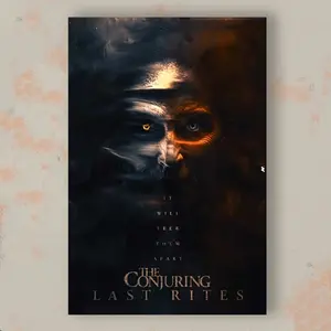One piece<conjuring:The Last Rites>Horror Movie Poster - Official Movie Art Reproduction - Frameless Canvas Print - Waterproof Canvas - Gothic Horror Decoration, Suitable for Home, Office, Halloween, Christmas - Easy to Hang with Strong Adhesive Backing -