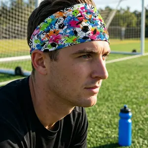 3-Pack Elastic Soccer Theme Headbands, Breathable Moisture-Wicking, Ideal for Football Matches, Running, Fitness Training, Outdoor Activities