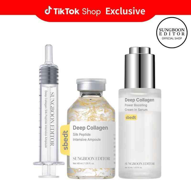 Silk Collagen & Peptide Face-Lift Duo Tiktok Exclusive – Ampoule + Rejuvenate Serum with 8 types Hyaluronic Acid for wrinkles & fine lines | Gift set Firming, Moisturizing, Collagen Boosting, Anti aging Korean Home Aesthetic for all skin types