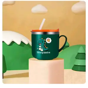 250ml Stainless Steel Kids Straw Cup with Leakproof Lid & Anti-Drop Design