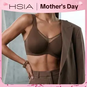 HSIA Cool Cardi Comfort Plus Size Unlined Non-Padded Underwire Smoothing Wide Strap Full Coverage Minimizer T-shirt Bra For LIVE