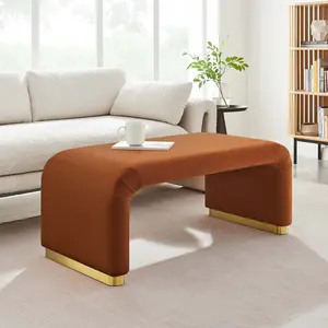 Modway Koda Performance Velvet Waterfall Ottoman in Brass Rust