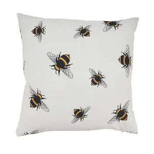 Saro Lifestyle  Charming Bumble Bee Outdoor Pillow with Poly Fill - Ivory