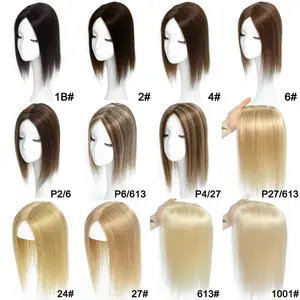 Full Lace Hand-Tied Straight Human Hair Topper, 10-18 Inch 25g, Invisible T-Shape Clips, Lightweight & Secure, Seamless Natural Look, Covers Gray & Thinning Hair for Women