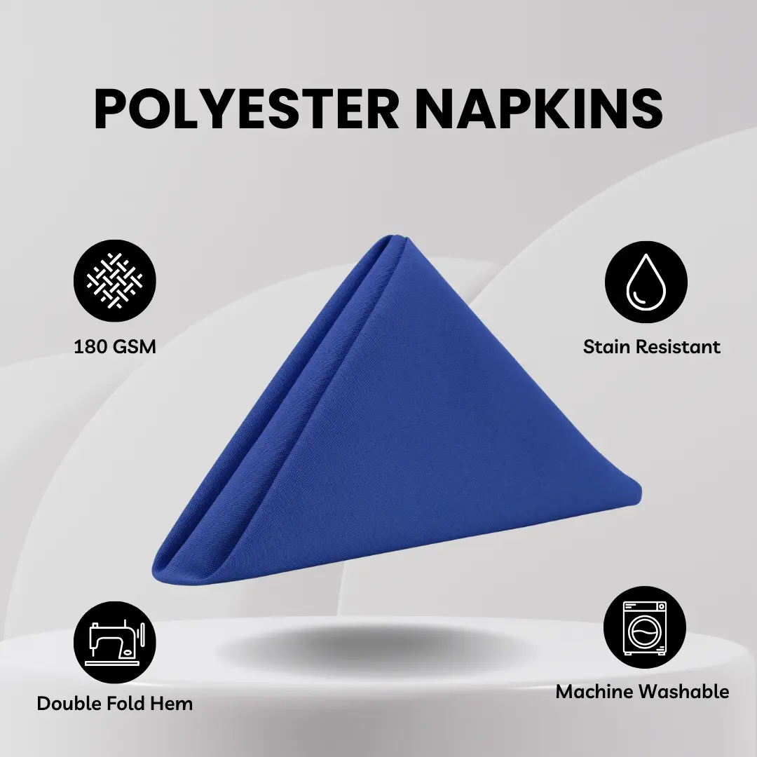 20 inch Polyester Cloth Napkins Royal Blue (Pack of 10) 20 inch Polyester Cloth Napkins Royal Blue (Pack of 10)