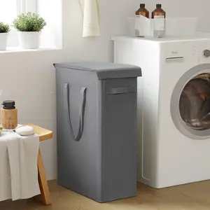 (60L) 1 Piece Laundry Basket, Clothes Storage Basket with Lid, Space Saving, Suitable for Home, Laundry Room, Dormitory