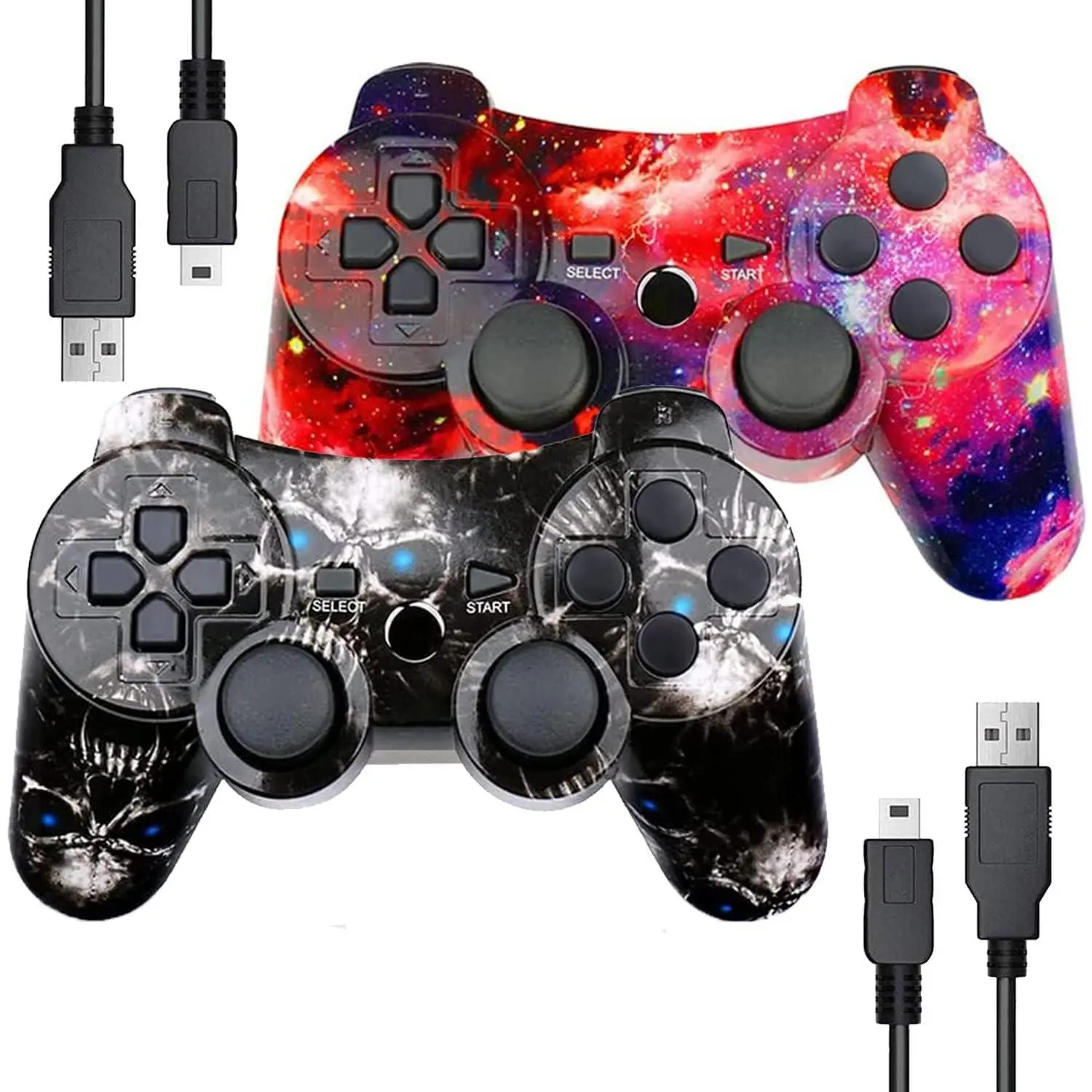 Controller for PS-3 Motion Sense Double Vibration Upgraded Gaming Remote for Play 3 with  Cord (Black and Red)