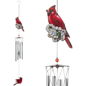Cardinal Bird Wind Chime, Red Bird Wind Chimes Outdoor Decorations, Garden Backyard Church Hanging Decor