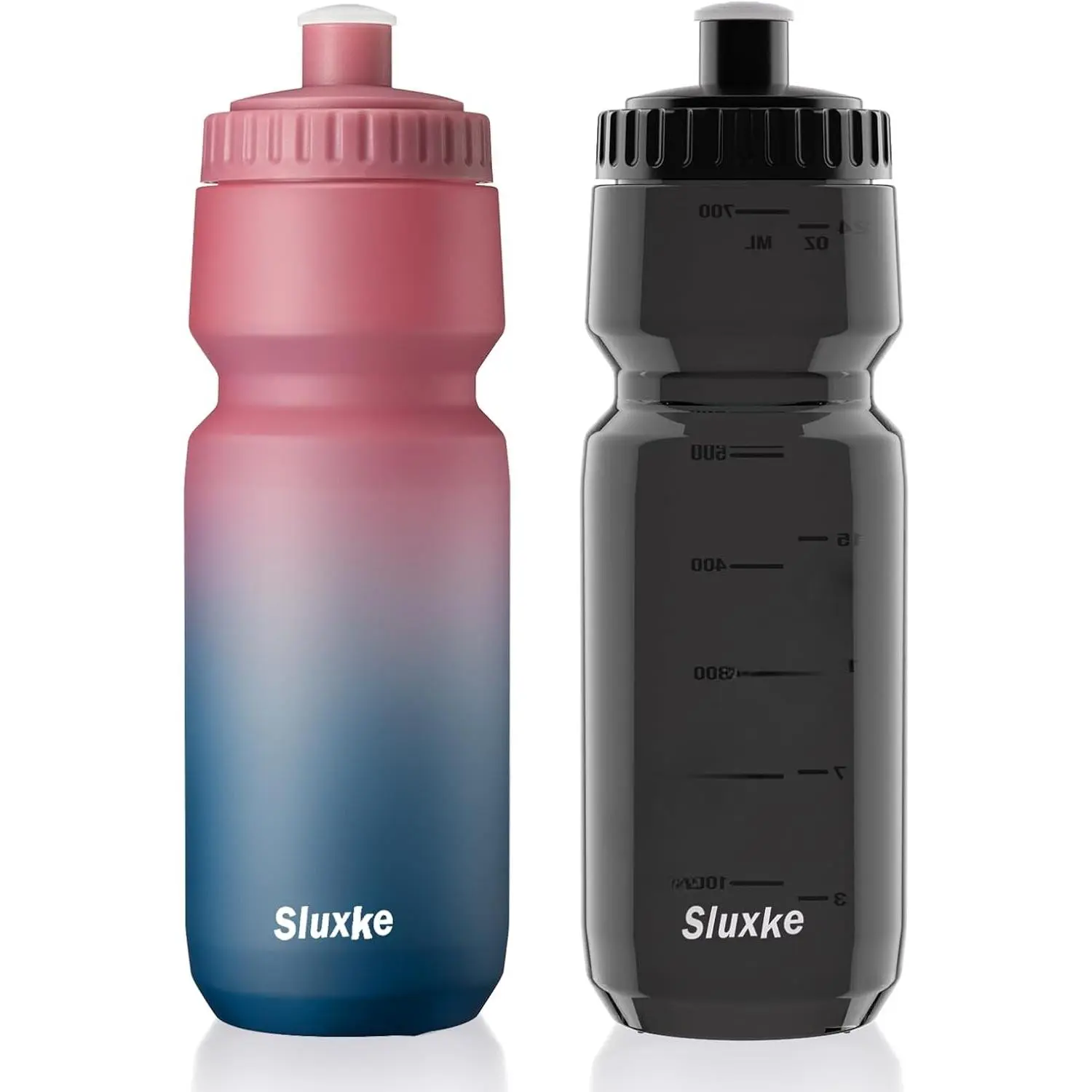 24oz Bike Water Bottle 2Pack, 720ml Sports Squeeze Bottle Lightweight, Durable Fits Most Bike Cycling Cages Gift