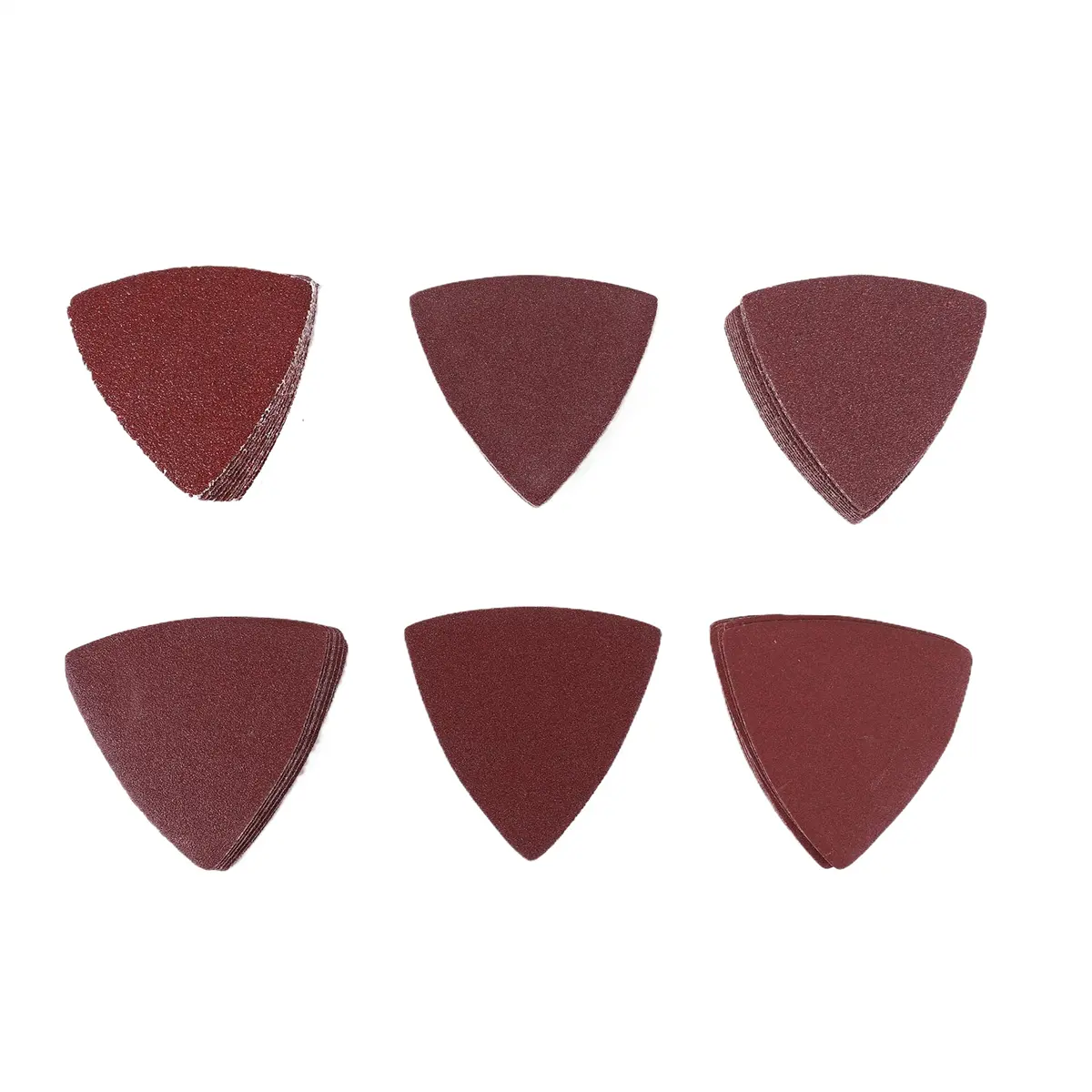 60 Pcs Aluminum Oxide Hook-Loop Back Triangular Sandpaper for 3-1/8 in (83mm) Oscillating Multi Tool Sanding Pad, 40/60/80/100/120/240 Grits, Best for Wood, Plaster Surface Sanding