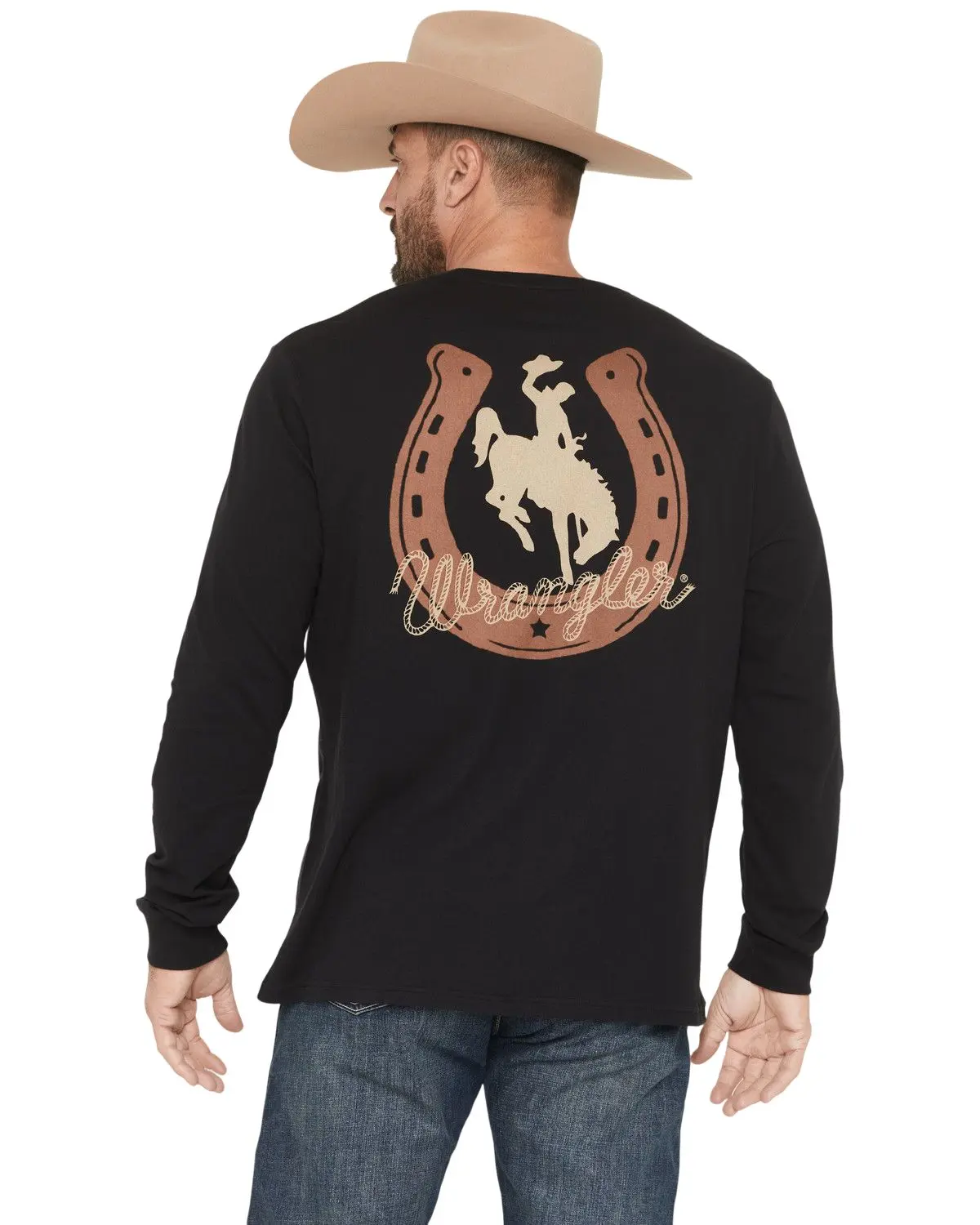 Wrangler Men's Men'S Boot Barn Horseshoe Cowboy Long Sleeve Graphic T-Shirt - 112375730