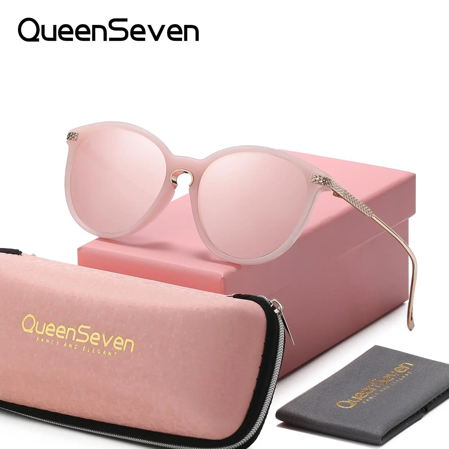 Queenseven Unisex Lightweight Elegant Full Frame Sunglasses Exercise Hiking Round Frame Sunglasses UV400