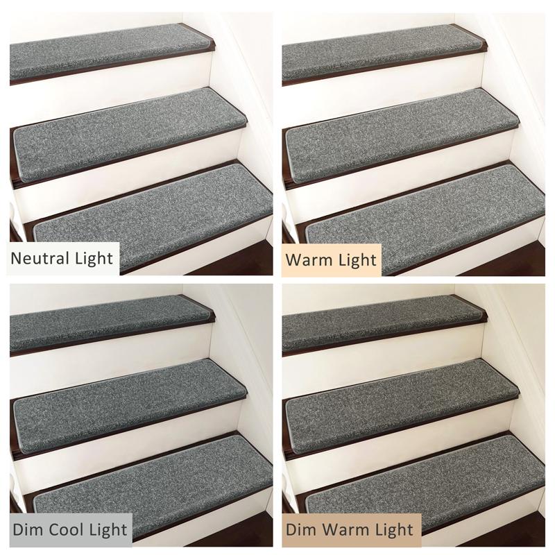 Modern Gray Bullnose Carpet Stair Treads Set, Aesthetic Peel & Stick Stair Runner for Indoor Wooden Steps, Self-Adhesive Anti-Slip Washable Rug Mats for Home Decoration Decorative Non-Slip,Complete Set of Stair Carpets