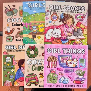Girls' Coloring Book Set, 3/6 Pieces Stress Relief Coloring Books, Art Supplies for Kids, Ideal for Daily Drawing, Travel, and Bedtime Activities, Coloring Gift Book