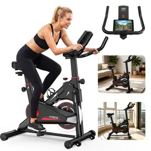 【SAVEYOUR】Indoor Exercise Bike, Stationary Cycling Bike with Monitor, Adjustable Resistance, Comfortable Seat & Handlebars, Stable Base, Portable Design for Home Fitness Workout