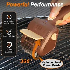 2026 Upgraded Cordless Electric BBQ Grill Brush - Rechargeable Outdoor Grill Cleaning Tool