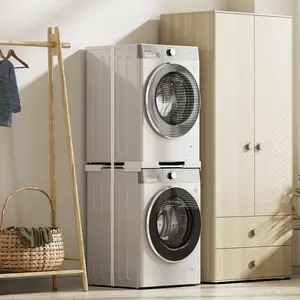 SEISSO Universal Washer Dryer Stacking Kit, Space-Saving Laundry Organizer for 24-27 Inch Front-Load Machines, Adjustable Stacking Kit with Safety Belt & Anti-Vibration Pads, Fits Samsung, LG, Whirlpool, GE