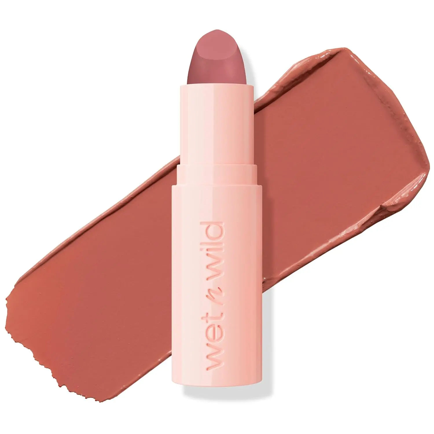 wet n wild Mega Last Rich Satin Lipstick (Makeup Tube), Rich Creamy Color with Satin Finish, Vitamin E & Moisturizing Argan Oil Infused, Lightweight, Silky-Smooth, Buildable, Vegan & Cruelty-Free, All Skin Types - Hush Lil' Beige