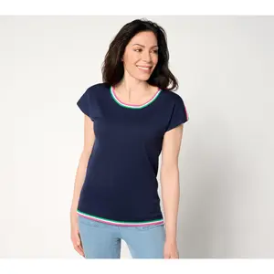 Belle by Kim Gravel Pop Color Crochet Trim SWeater