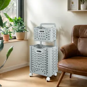 Foldable Storage Box with Wheels, Large Capacity Storage Basket, Multi-functional Storage Box for Books, Toys, Snacks, Home Storage Box, Collapsible Rolling Crate