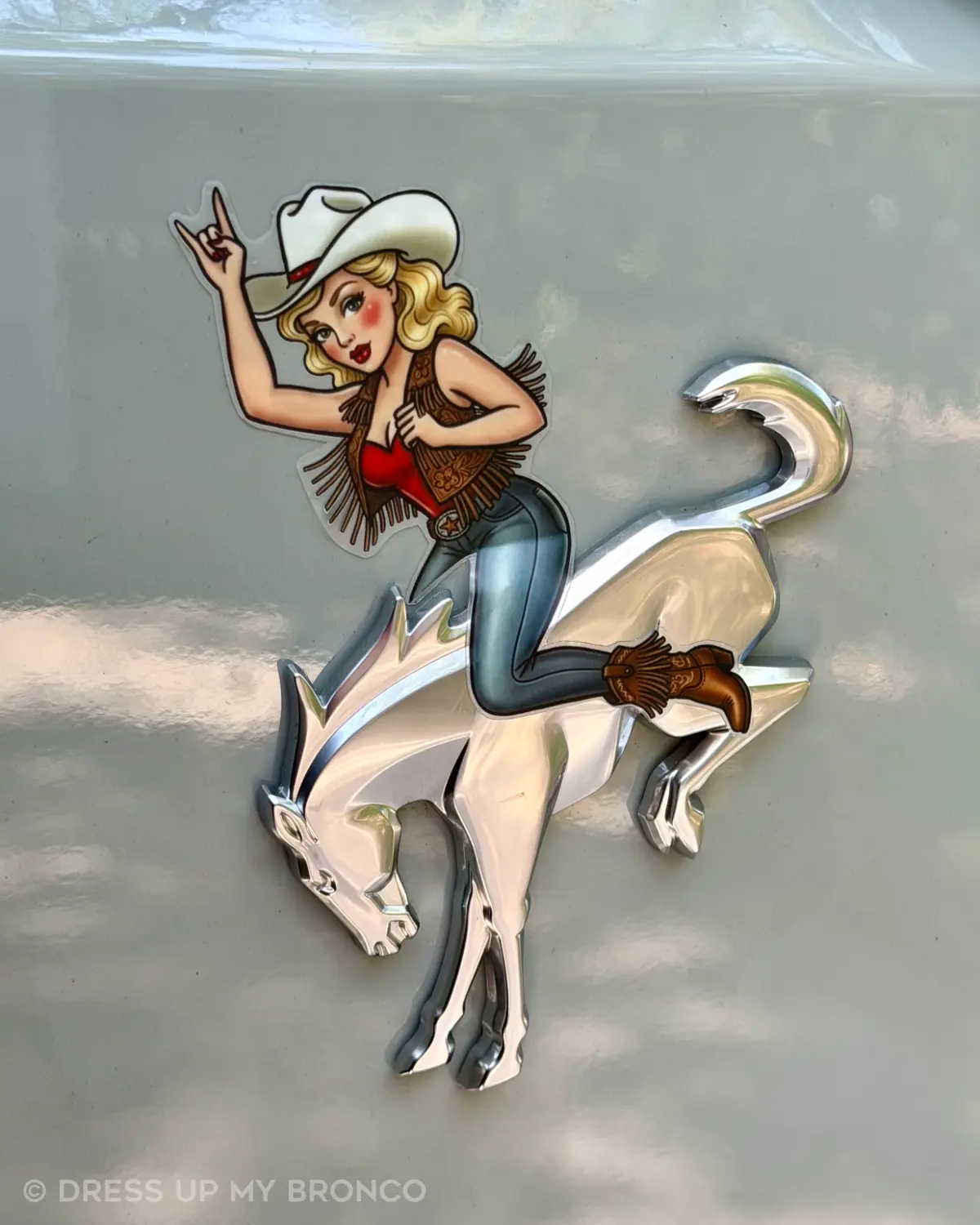 Golden Cowgirl Bronco Bombshell — Bronco Emblem Vinyl Decal Golden Cowgirl Bronco Bombshell — Bronco Emblem Vinyl Decal