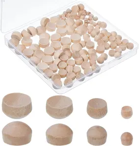 120 count 4 Sizes  Plugs Wooden Hole Plugs Button Stoppers Hardwood Hole Stoppers for Gap in Locking Tube Furniture, 3/16 Inch, 5/16 Inch, 3/8 Inch, 1/2 Inch(Lovely Style)