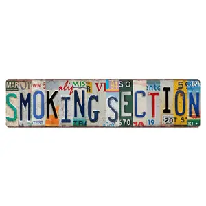 Vintage Smoking Section Wall Decor Street Signs Metal Signs 16 x 4 Inches