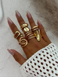 Women's Elegant Hollow Out Multi-Layer Stackable Rings Set, Fashionable Stacking Rings, Perfect Gift Jewelry, Zinc Alloy, All Seasons Wear