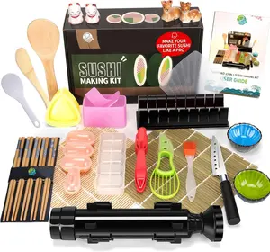 Sushi Making Kit, 27-in-1 Professional Maker Set with Bazooka Roller, Nigiri & Musubi Presses,  Mats, , Chopsticks, Ceramic Dishes - Ideal for Beginners