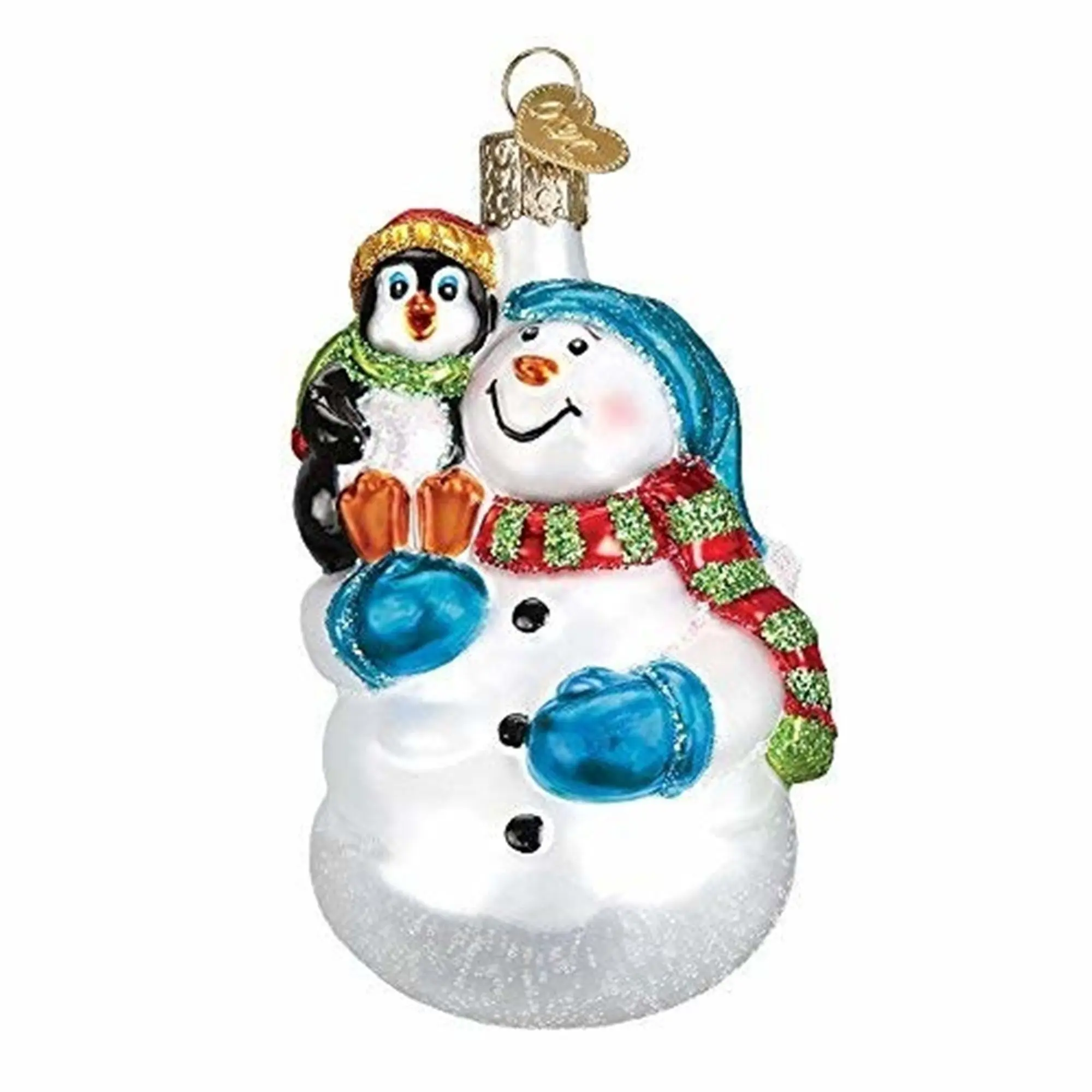 Old World Christmas Snowman with Penguin Pal Glass Blown Ornament