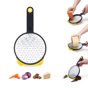 Dreamfarm Ograte Two-Sided Cheese Speed-Grater with Non-Slip Bowl Hook & Foot - 3mm Medium Grater, Yellow