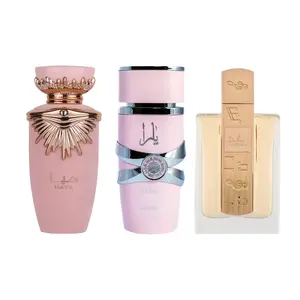Lattafa Haya, Yara & Angham Eau de Parfum 3-Pack | 3.4 oz Each | Long Lasting Arabic Perfume Set for Women | Floral, Fruity & Amber Vanilla Fragrance Trio