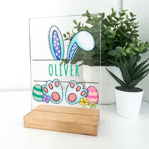 Personalized Easter Bunny Wood Stand | Holiday Decor | Easter Eggs Hunt Celebration | Custom Rabbit Gift | Spring Tabletop Display | Seasonal Home Decoration