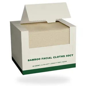 Bamboo Viscose Face Towels XL – Plant-Based, Ultra Soft & Disposable Dry Wipes for Makeup Removal & Skincare, 50 Count
