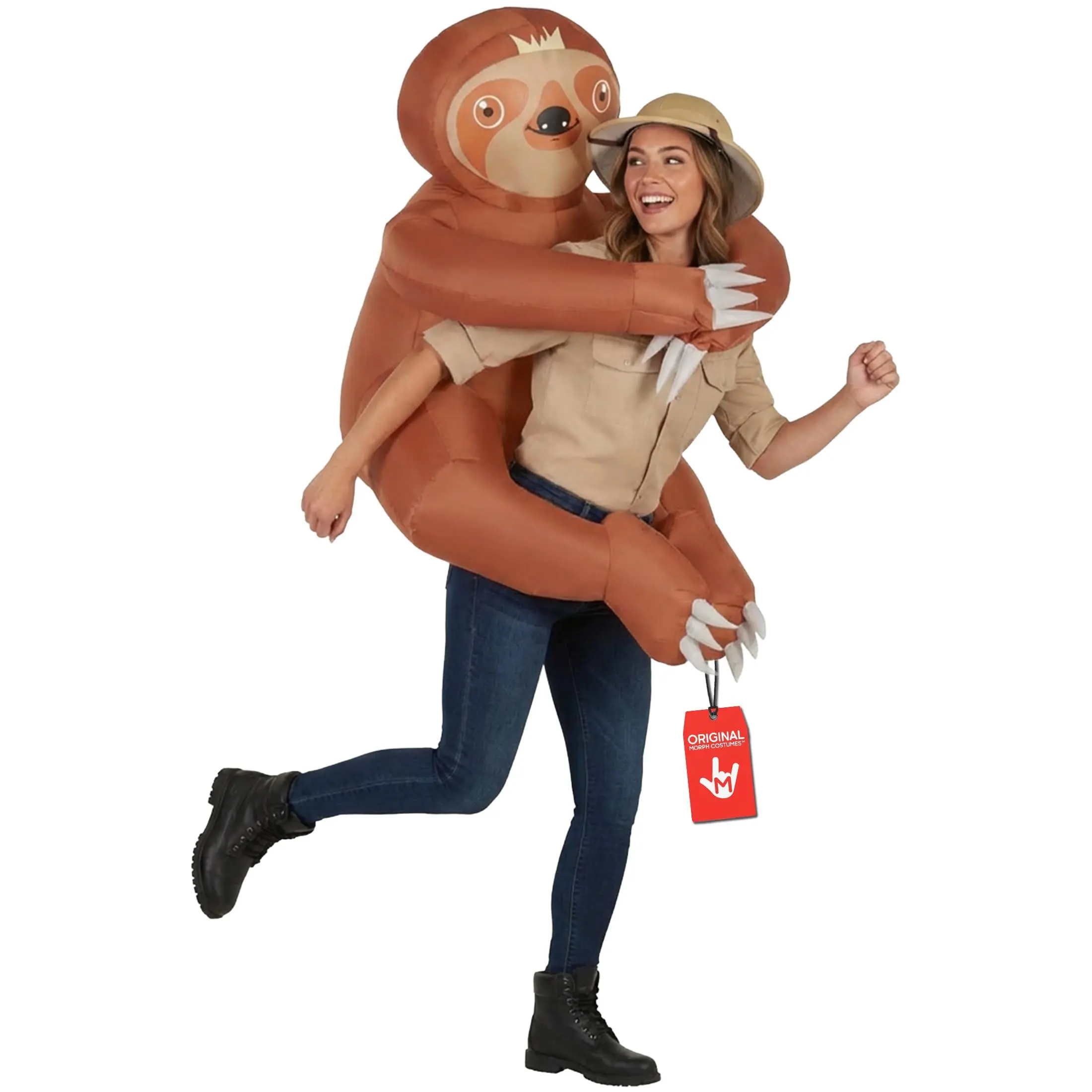 Men's One-Size Funny Sloth Full Body Morph Hugger Mugger Inflatable Halloween Costume, Halloween Costume Ideas