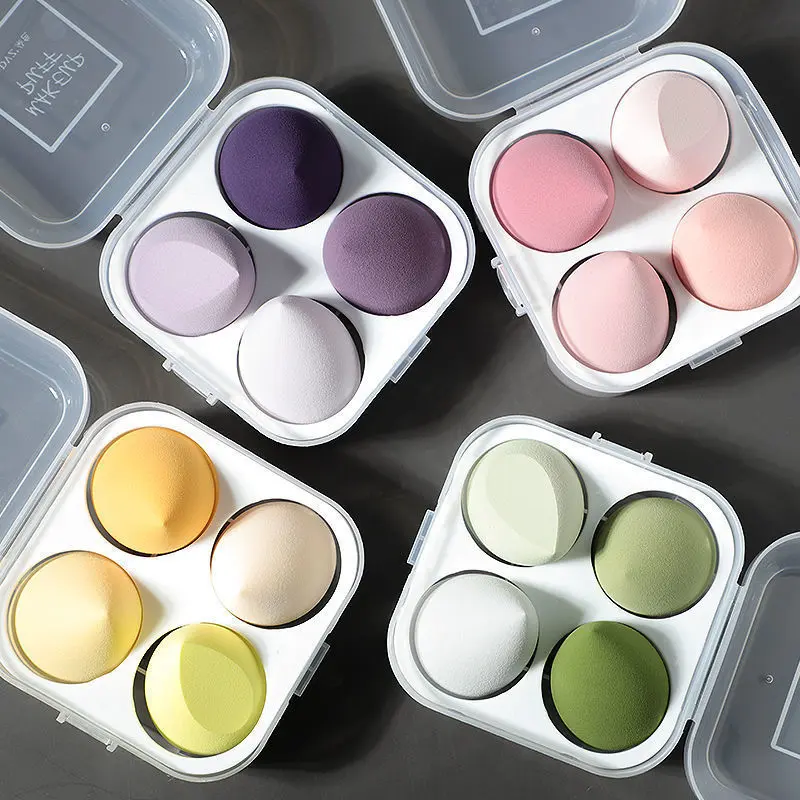 4-Piece Makeup Sponge Set with Storage Box, Soft Latex-Free Sponges for Foundation Concealer Powder, Cosmetics Makeup Tool, Perfect Gift for Women