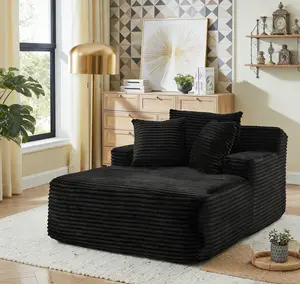 67 Inch Extra-Large Chaise Lounge Chair Indoor, Corduroy Upholstered Boneless Sofa Bed, Deep Seat Sleeper Couch Reading Chairs, Cloud Sofas Couches for Living Room bedroom with 3 Pillows, No Assembly Required